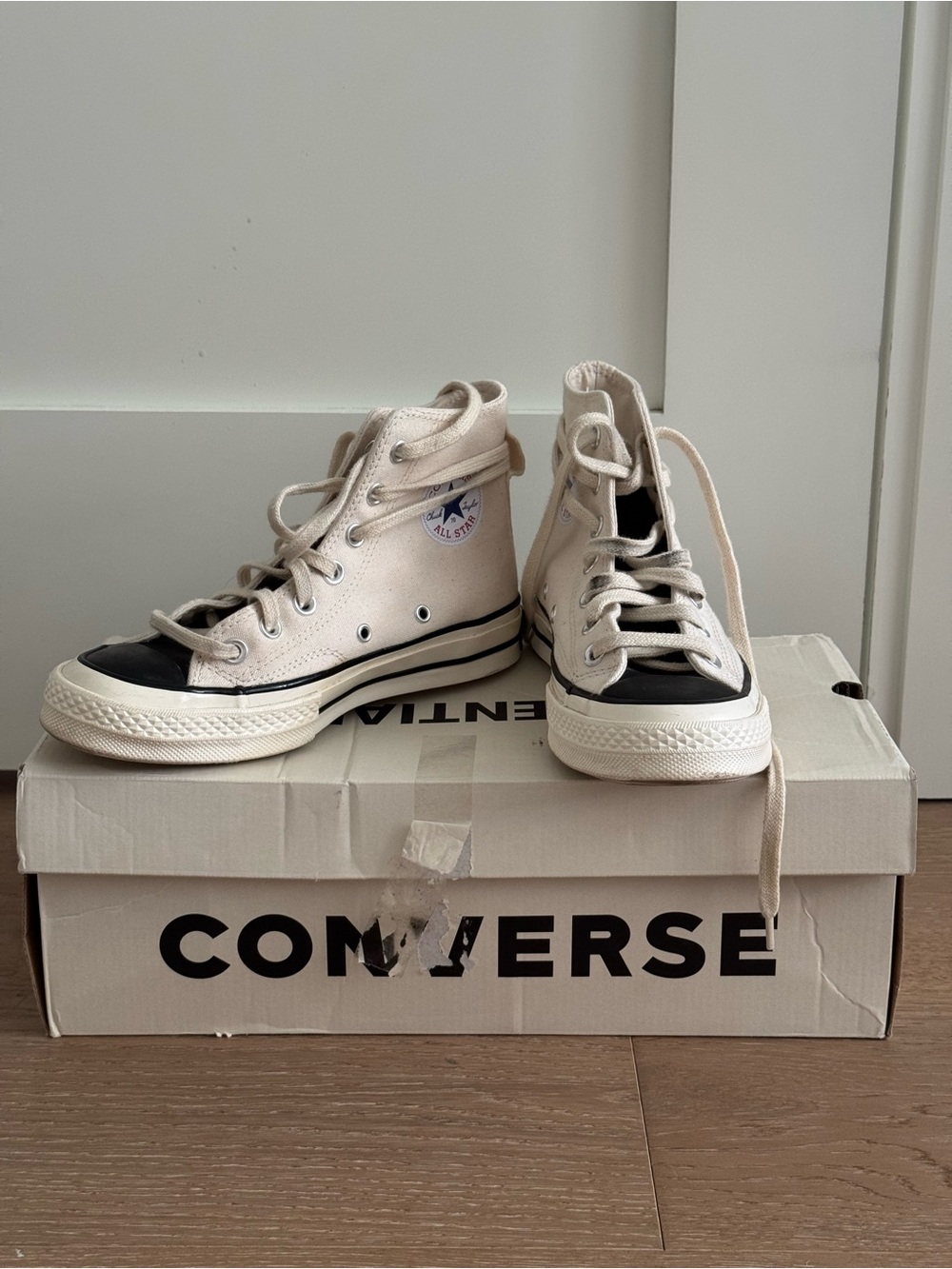 Essentials x Converse Chuck 70s Black and Cream High Tops